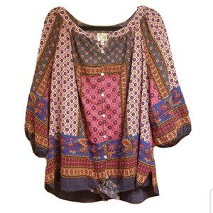 Fig and Flower Anthropologie Floral Blouse 2X